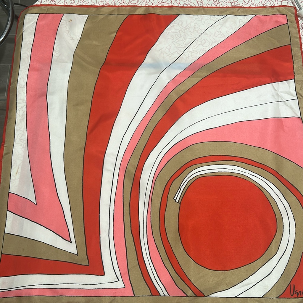 Vintage Vera Neumann Retro Multi Color Red Scarf